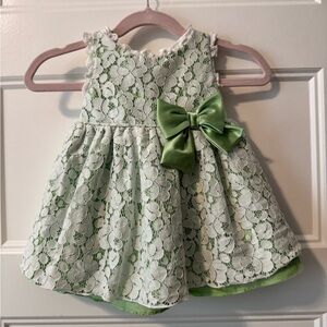 Sweet Heart Rose Green Floral Lace Baby Dress 12 months